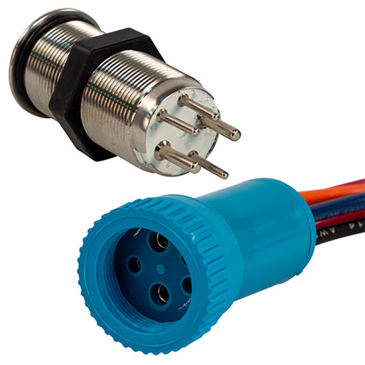 Bluewater 19mm Push Button Switch - OFF/ON/ON Nav/Anc Contact - Blue/Green/Red LED - 1' Lead [9057-3114-1]